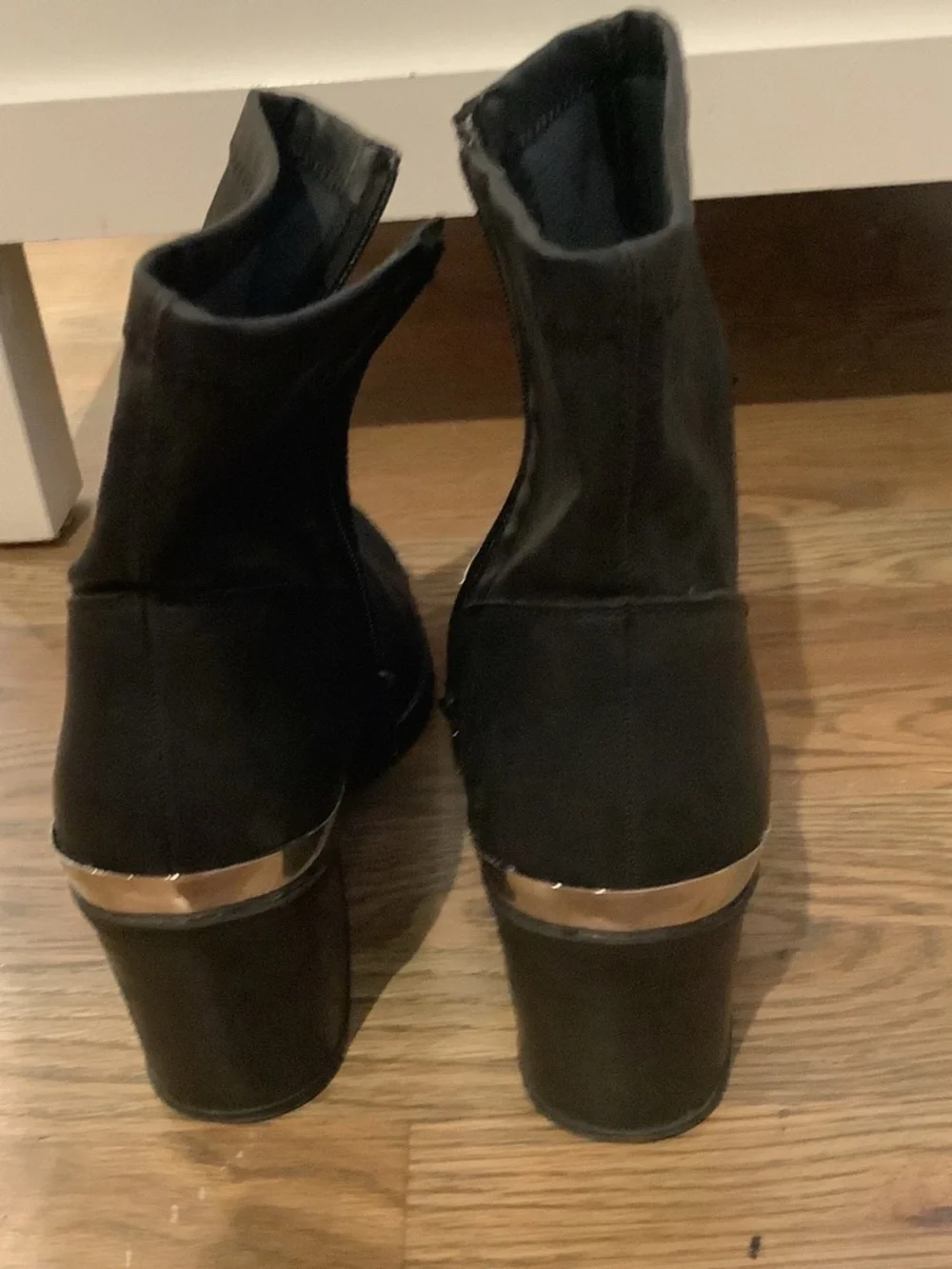 Dirty Laundry Black Ankle Booties with Gold Toe Cap